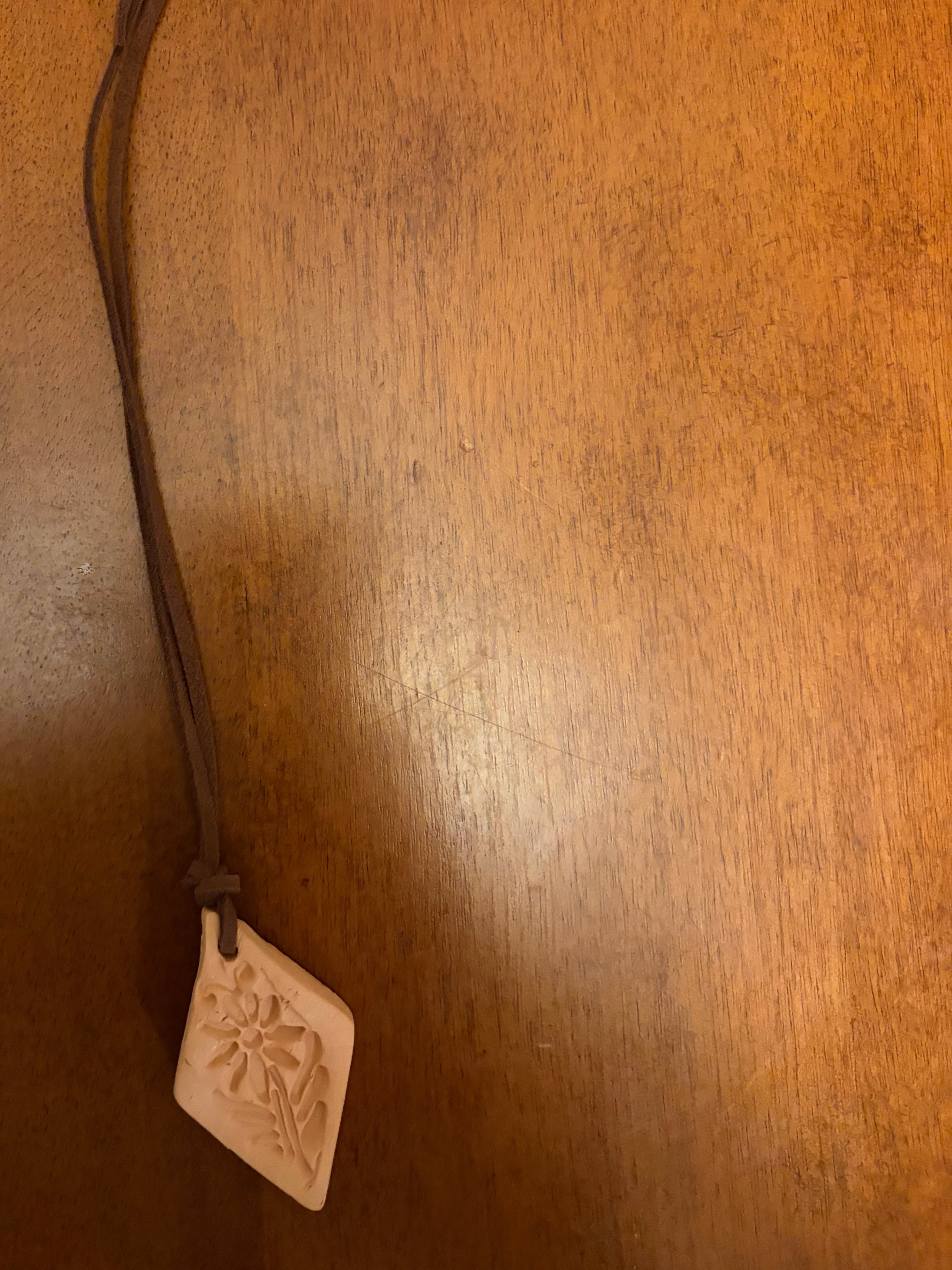 Flower Terracotta Diffuser Necklace (diamond-shaped)
